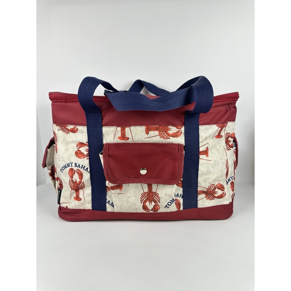 Tommy Bahama Insulated Cooler Tote Bag Lobster Print Red Navy Beach Picnic